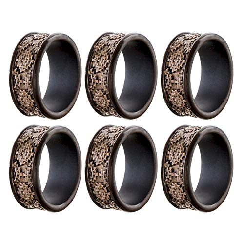 Creative Scents مجموعة حلقات المناديل البنية من كرياتيف سينتس دبلن 6 قطع ديكور طاولة طعام أنيق