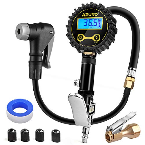 AZUNO Digital Bicycle Tire Inflator Gauge with Auto-Select Valve Type - Presta and Schrader Air Compressor Tool - Image 1