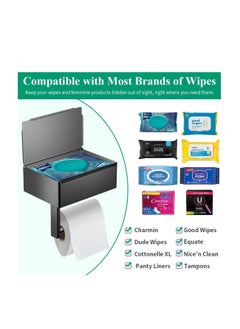 SYOSI Toilet Paper Holder with Shelf and Flushable Wipes Dispenser, Adhesive Toilet Paper Holder with Storage, Stainless Steel Toilet Paper Holder Wall Mount for Bathroom  - Image 3