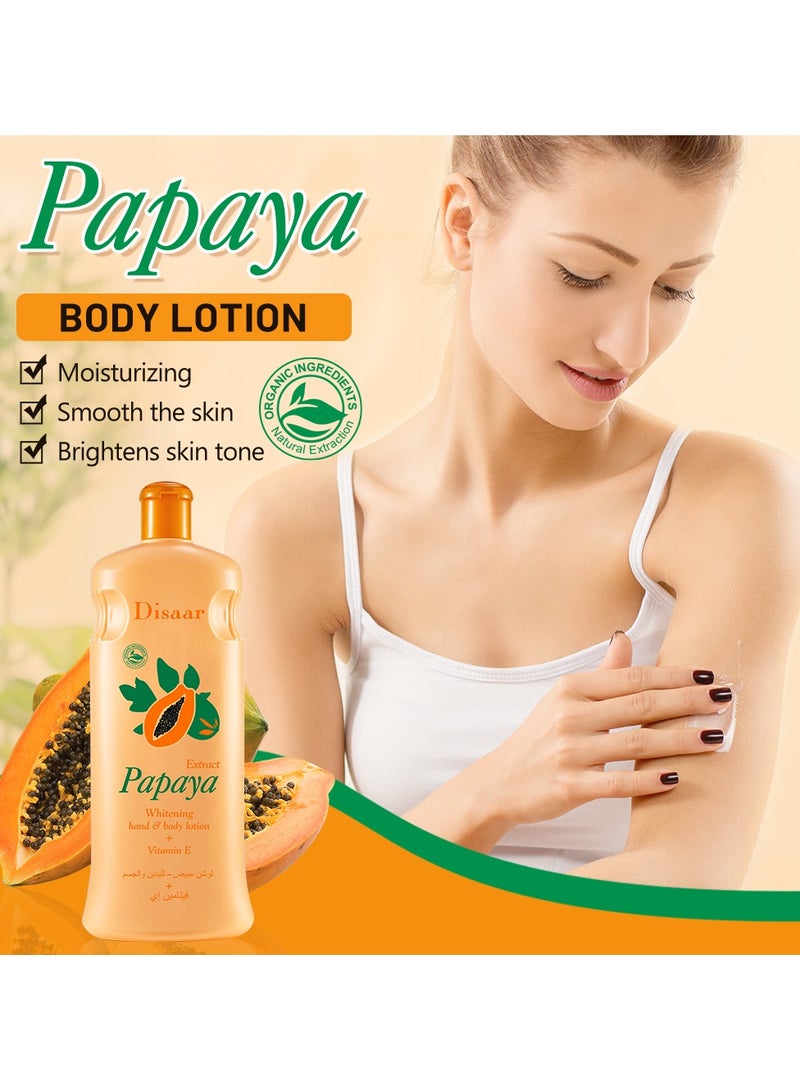 Disaar لوشن الجسم لتفتيح البشرة من البابايا معزز بفيتامين E مرطب يزيل الميلانين ويحافظ على البشرة ناعمة وعادلة لوشن الجسم بالبابايا - Image 4