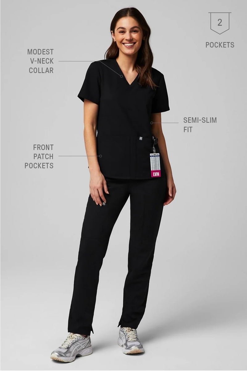 Fabletics Women's Method 2-Pocket Scrub Top - MotionTech, 4-Way Stretch, Wrinkle-Resist, Anti-Shrink, L, Black - Image 5