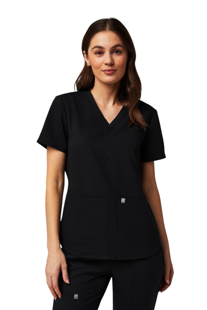Fabletics Women's Method 2-Pocket Scrub Top - MotionTech, 4-Way Stretch, Wrinkle-Resist, Anti-Shrink, L, Black - Image 1