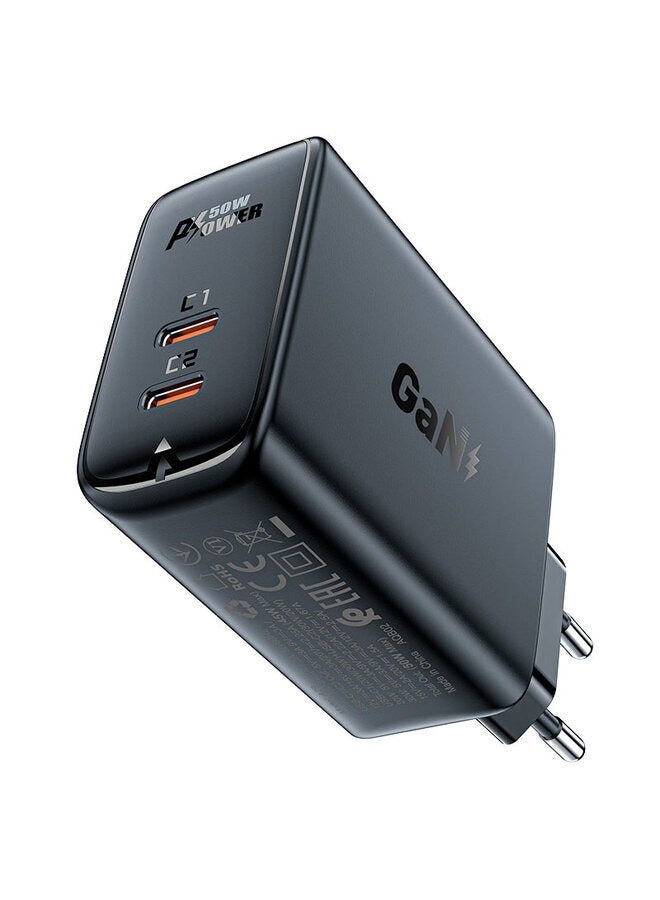 أسيفاست شاحن حائطي سريع الشحن ثنائي المنفذ GaN PD50W - Image 1