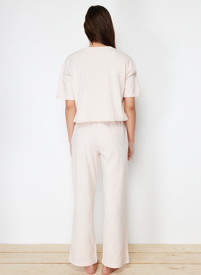 trendyol Powder 100% Cotton Elephant Printed Knitted Pajama Set - Image 5