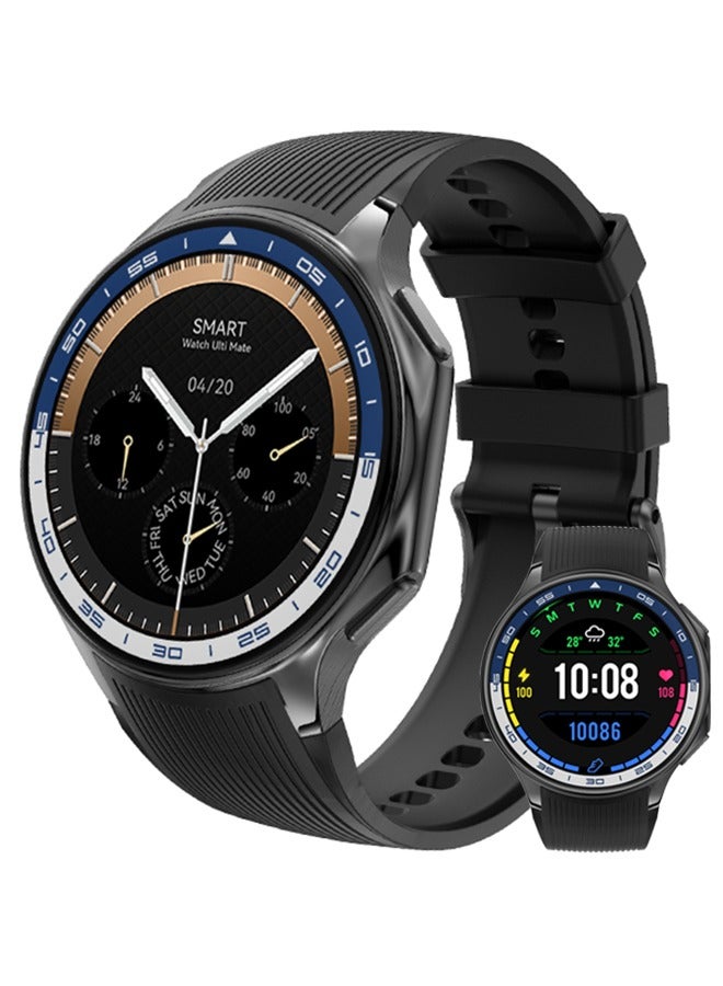 RollsTimi  1.43" Smart Watches for Men Women Multi Sport Modes Fitness Watch with Blood Oxygen Sleep Heart Rate Monitor, IP68 Waterproof Smartwatch,Black Silicone  - Image 1