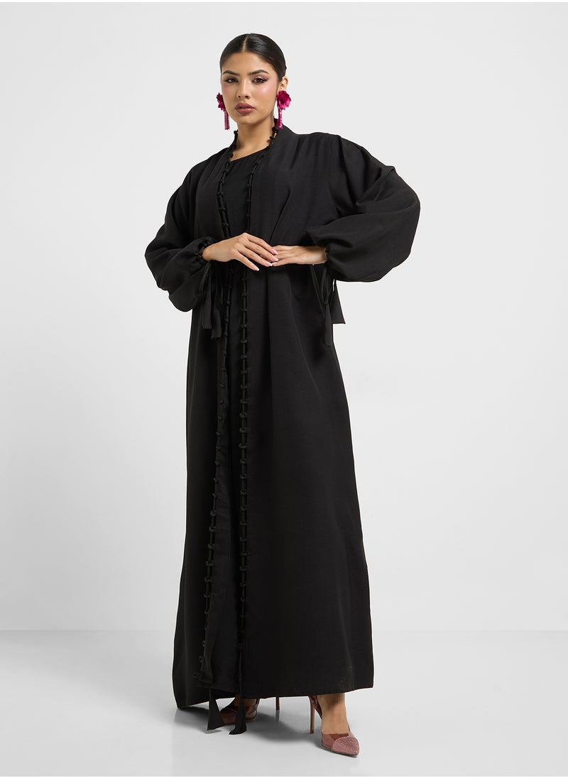 hayas closet V-Neck Drawstring Abaya  - Image 1
