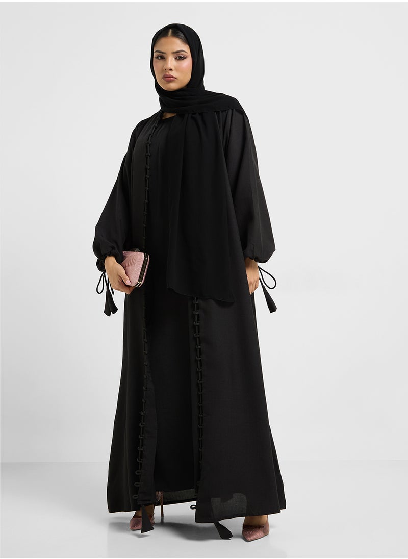 hayas closet V-Neck Drawstring Abaya  - Image 3