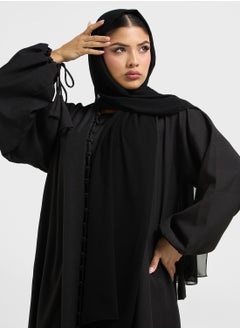 hayas closet V-Neck Drawstring Abaya  - Image 4