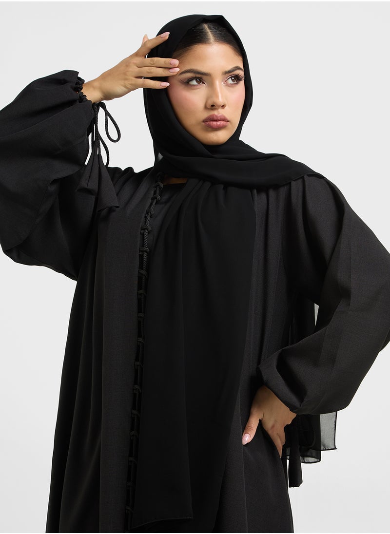 hayas closet V-Neck Drawstring Abaya  - Image 4