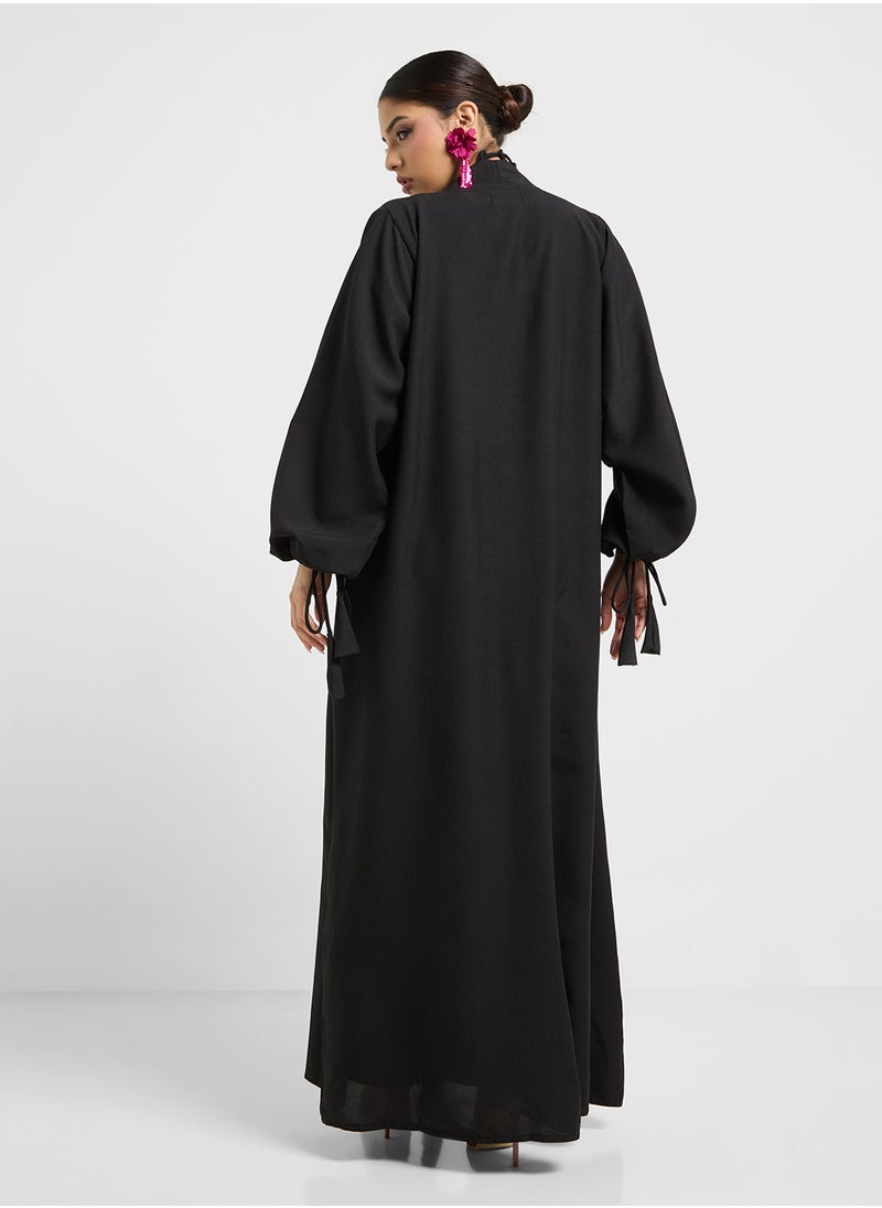 hayas closet V-Neck Drawstring Abaya  - Image 2