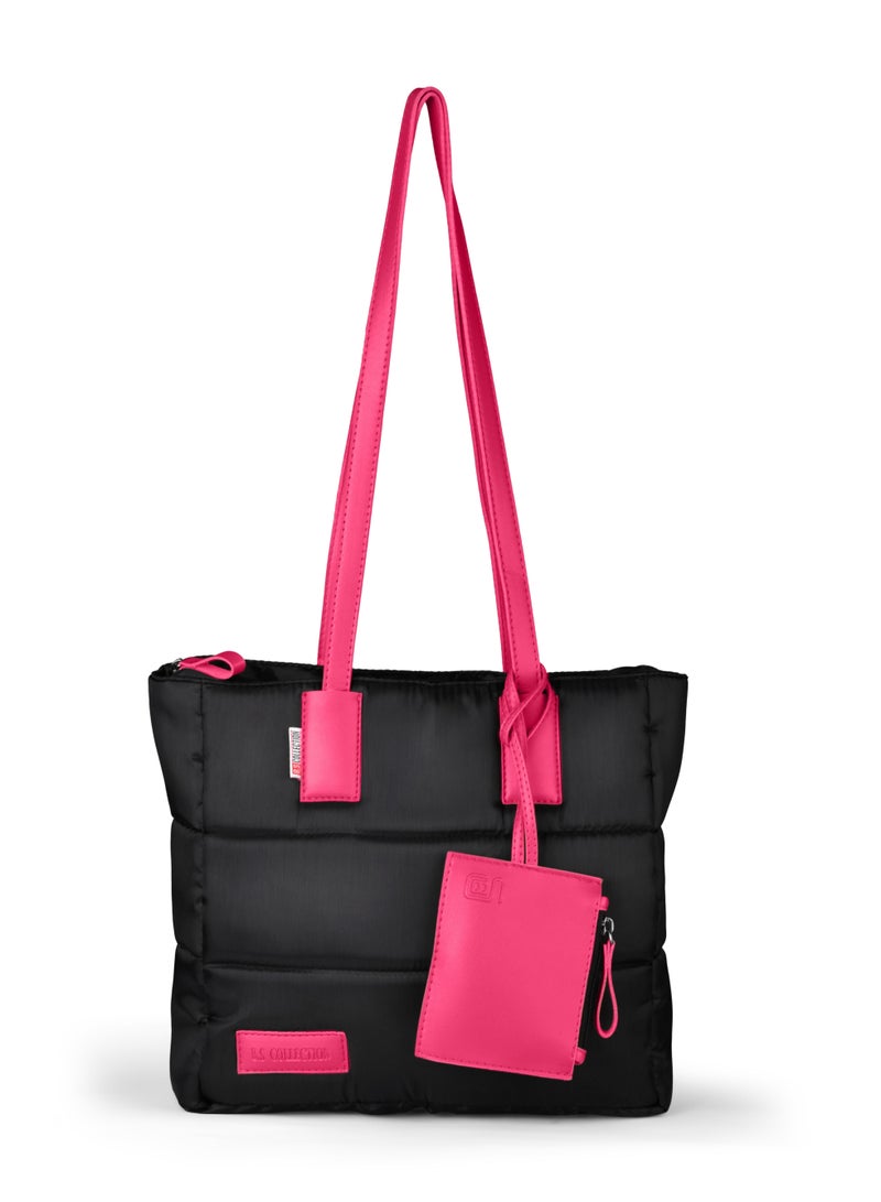 B.S COLLECTION Soft Canvas B.S bag tote bag and shoulder bag for girls - Pink  - Image 2