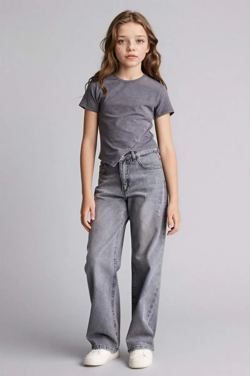 DeFacto Girl Crew Neck Cotton Short Sleeve T-Shirt