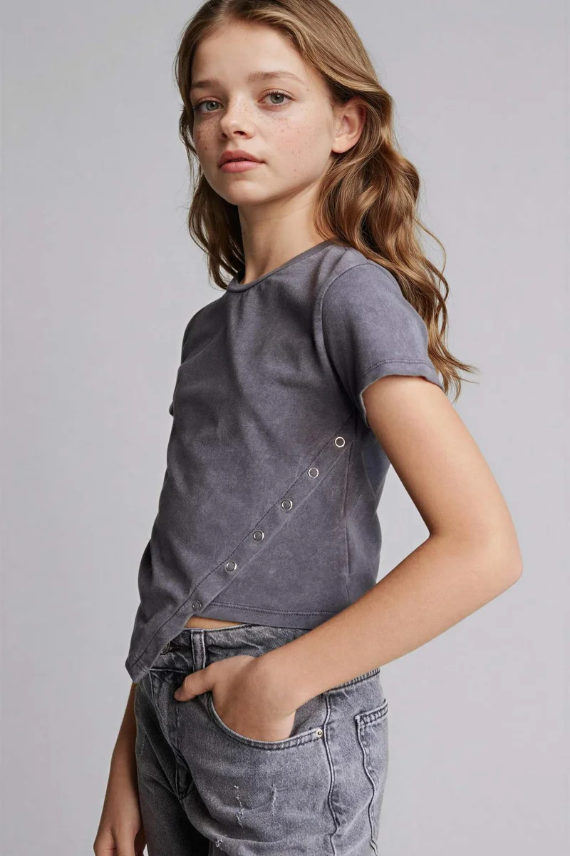 DeFacto Girl Crew Neck Cotton Short Sleeve T-Shirt
