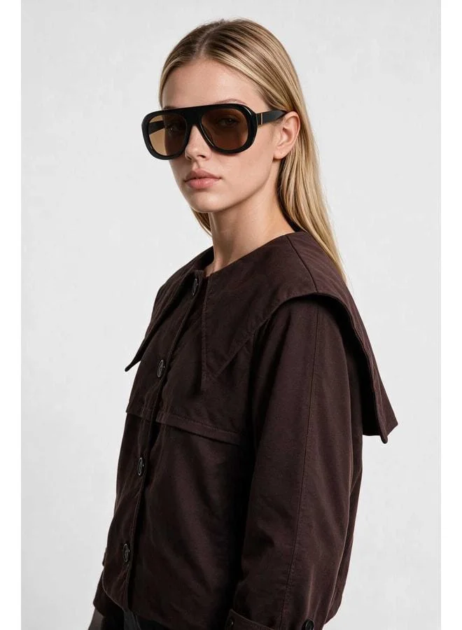 Lovely Istanbul Wide Collar Short Trench Coat LAZ0018 Brown.