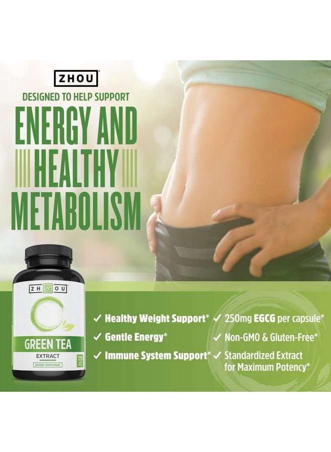 Zhou Nutrition Green Tea Extract Supplement - Green Tea & ECGC for Women & Men, Clean Caffeine Energy, Antioxidant Support, 500mg Per Serving - 120 Vegan Friendly Capsules - Image 3
