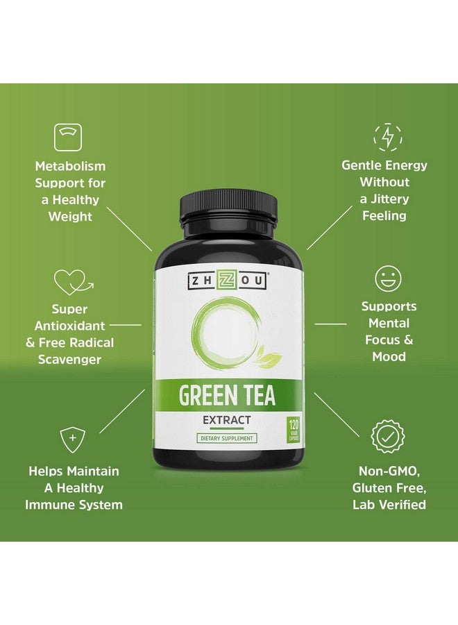 Zhou Nutrition Green Tea Extract Supplement - Green Tea & ECGC for Women & Men, Clean Caffeine Energy, Antioxidant Support, 500mg Per Serving - 120 Vegan Friendly Capsules - Image 4