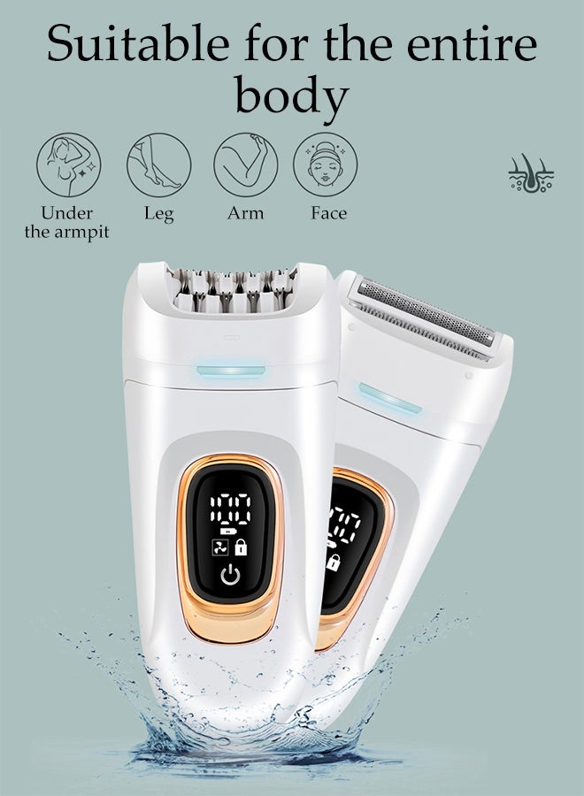DUNISO Electric Hair Remover，Hair Removal Epilator，USB Rechargable Female Epilator with LED Display Screen，Dual Speed Regulation，Waterproof and Easy to Clean，for Arms, Legs, Underarms, Bikini Area, and Face - Image 4