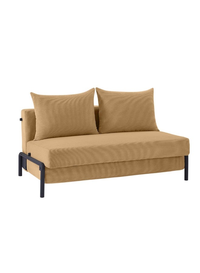 DANUBE HOME Jameson 2 Seater Fabric Sofa Bed | Convertible Sleeping Sofa Bed | Comfortable Living Room Furniture L151.5xW97xH71cm - Caramel - Image 2