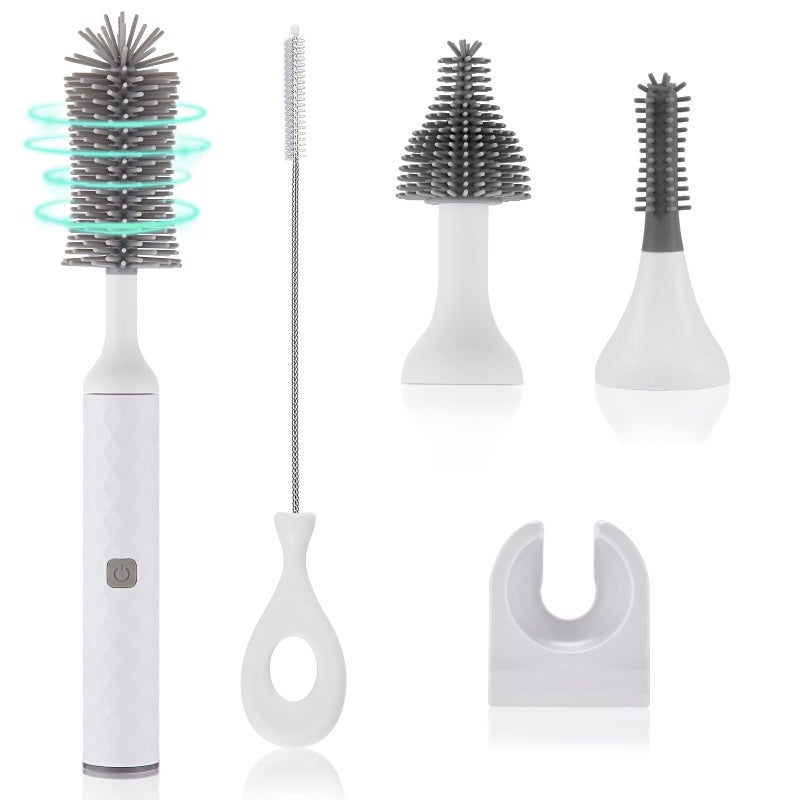 biqin biqin Electric Cleaning Brush Set 4 Piece MultiPurpose Cleaner Brushes360 highSpeed Rotation Cleaning1500mAhWaterproof IPX65Perfect Household Cleaning BrushesWhite