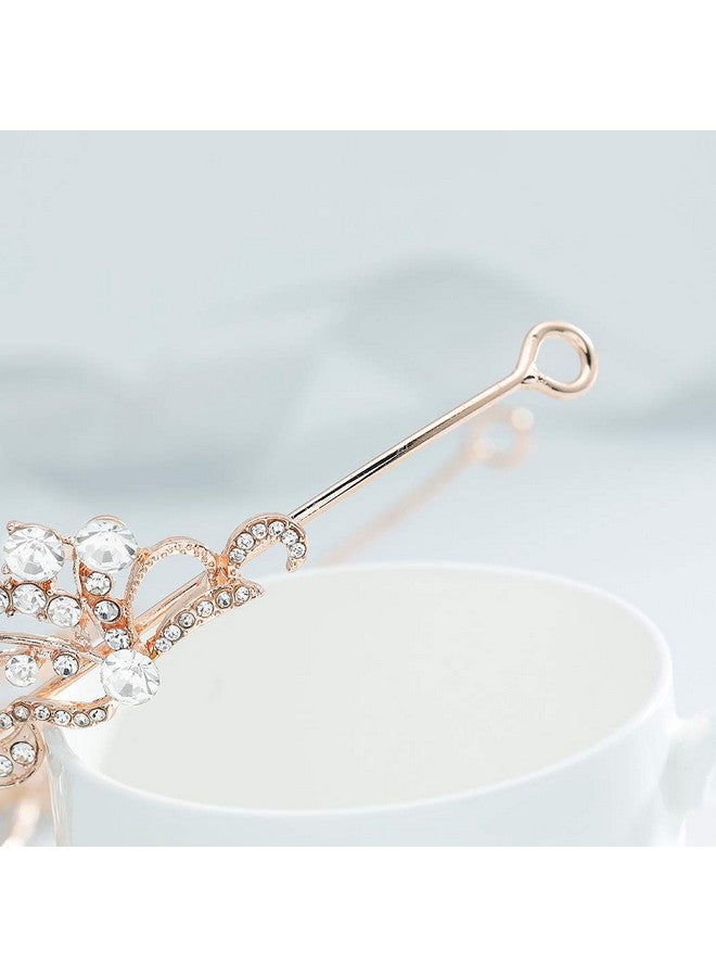 Haloty Princess Wedding Crown and Tiara Bride Tiara Queen Crowns Flower Bridal Rhinestone Hair Accessories for Women and Girls (Rose Gold) - Image 4