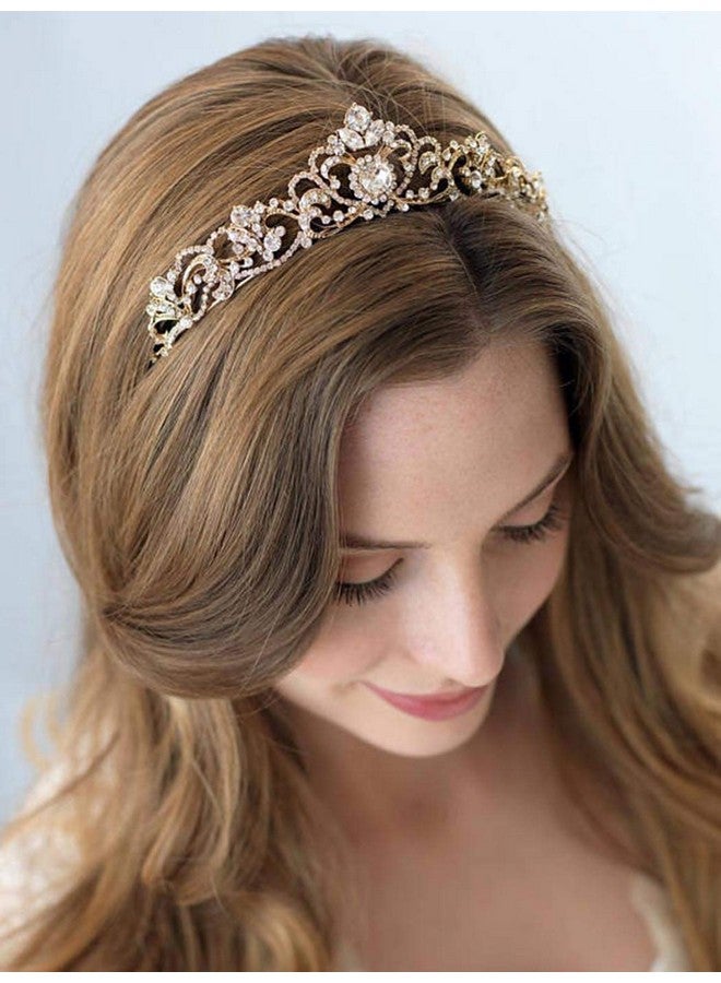 Haloty Princess Wedding Crown and Tiara Bride Tiara Queen Crowns Flower Bridal Rhinestone Hair Accessories for Women and Girls (Rose Gold) - Image 1