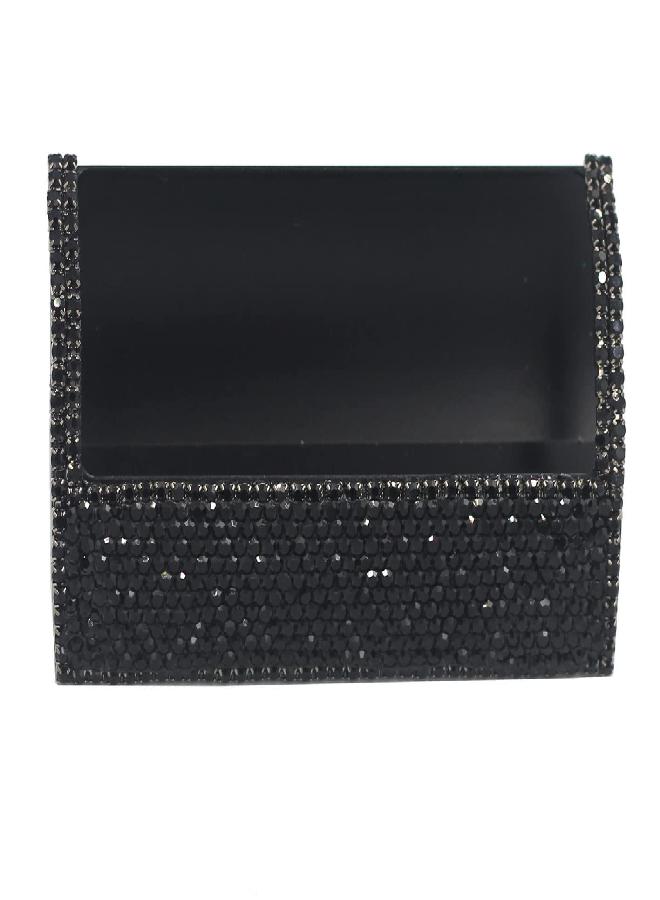 Bestbling Bling Aluminum Business Card Holder for Desk Business Card Display Rhinestone Business Card Stand Desktop Business Card Holders (Black) - Image 2