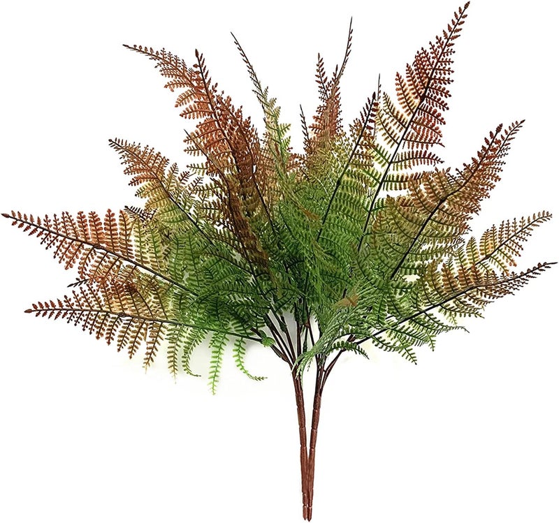 LOVENIMEN Artificial Boston Shrubs, Plastic Fern Plants Leaves Persian Grass Simulation Fake Bushes Outdoor Indoor Home Garden Verandah Parterre Table Centerpieces Decoration Red 2 Pack - Image 1