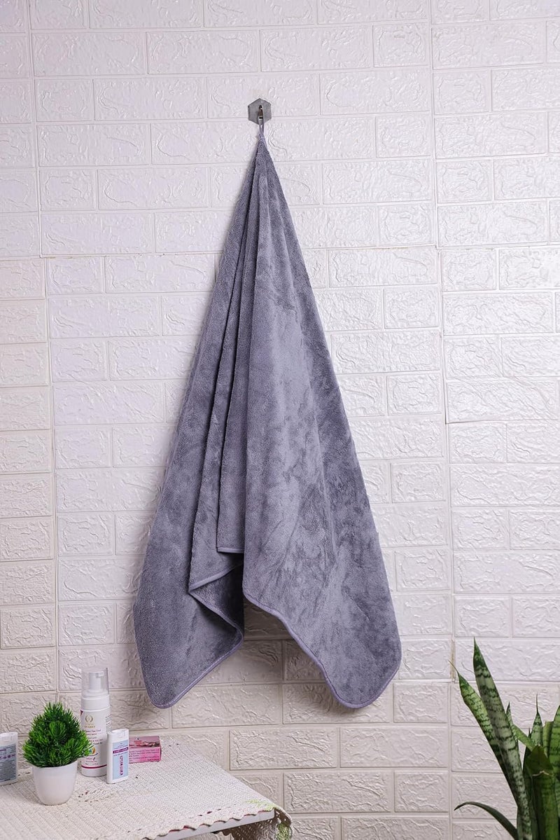 Fezora ® Microfiber 500 GSM Bath Towels | (70x140) Extra Soft Plush & Quick Dry High Absorbency Large Size Towels for Bathing (Grey) - Image 2