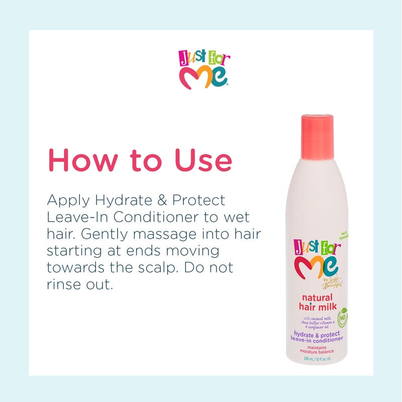 Just For Me Natural Hair Milk Hydrate & Protect Leave-In Conditioner, Maintains Moisture Balance, With Coconut Milk, Shea Butter, Vitamin E & Sunflower Oil, 10 Ounce - Image 4