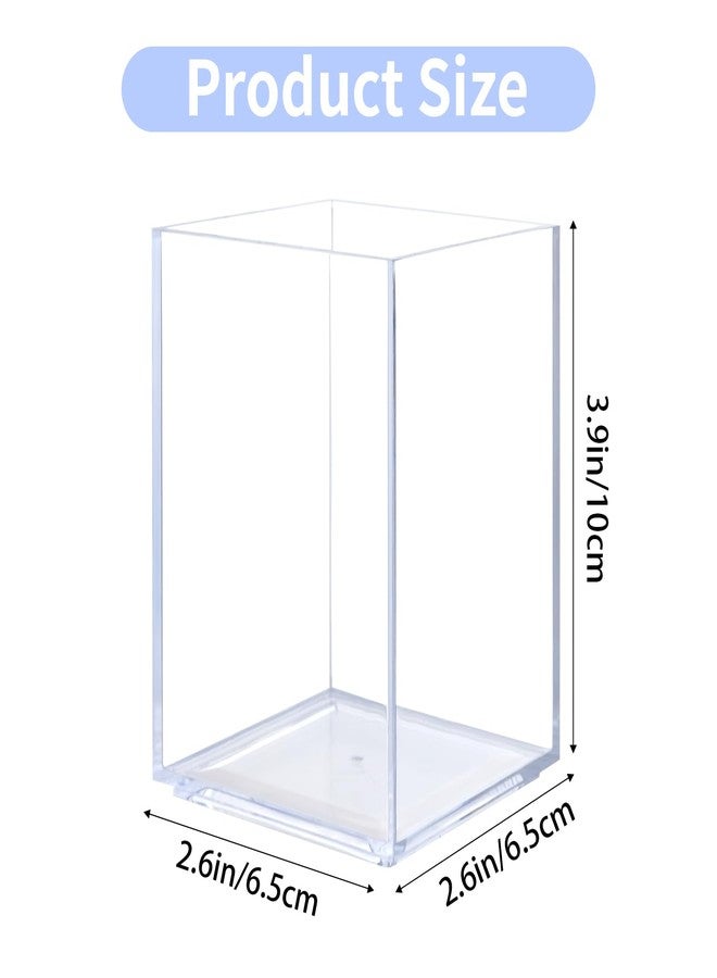IBEQUEM 12Pack Clear Acrylic Pen Holder Makeup Brush Holder Desktop Pencil Organizer Acrylic Pencil Cup Stationery Organizer Accessory for School Makeup Desk Office Pen - Image 2