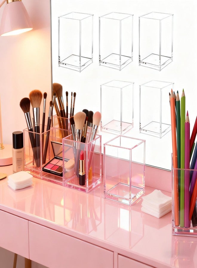 IBEQUEM 12Pack Clear Acrylic Pen Holder Makeup Brush Holder Desktop Pencil Organizer Acrylic Pencil Cup Stationery Organizer Accessory for School Makeup Desk Office Pen - Image 4
