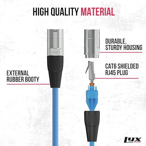 LyxPro 100 Feet Shielded CAT6 Ethercon Cable - Professional Audio & Lighting RJ45 Cable, Studio-Grade Sound Transmission, Extreme Durability - Blue - Image 2