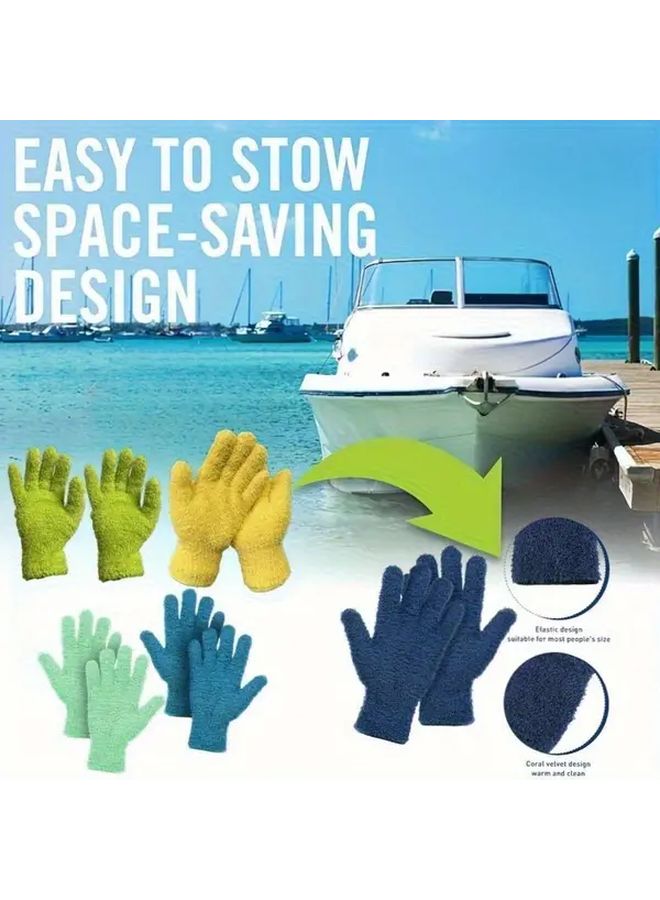 Blue Microfiber Dusting Gloves Set of 2 Elastic Breathable for Car Home Cleaning - Image 2
