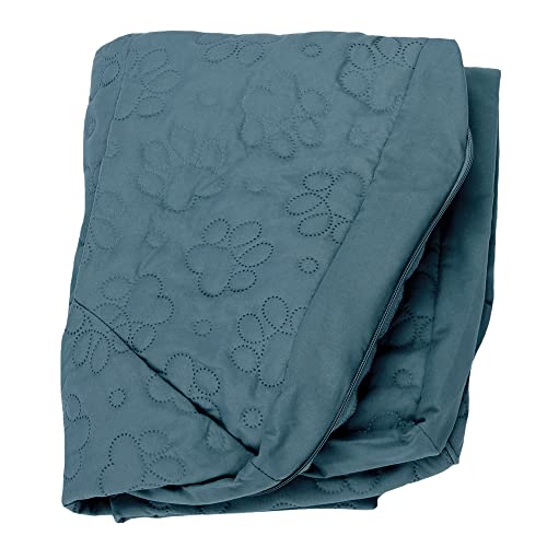 Furhaven Replacement Dog Bed Cover Pinsonic Quilted Paw L Shaped Chaise Machine Washable Bluestone Large - Image 1