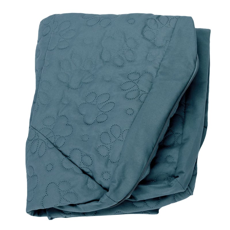 Furhaven Replacement Dog Bed Cover Pinsonic Quilted Paw L Shaped Chaise Machine Washable Bluestone Large - Image 2