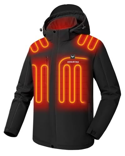 Venustas Men's Heated Jacket with Battery Pack, Windproof Electric Insulated Heated Coat with Detachable Hood - Image 1