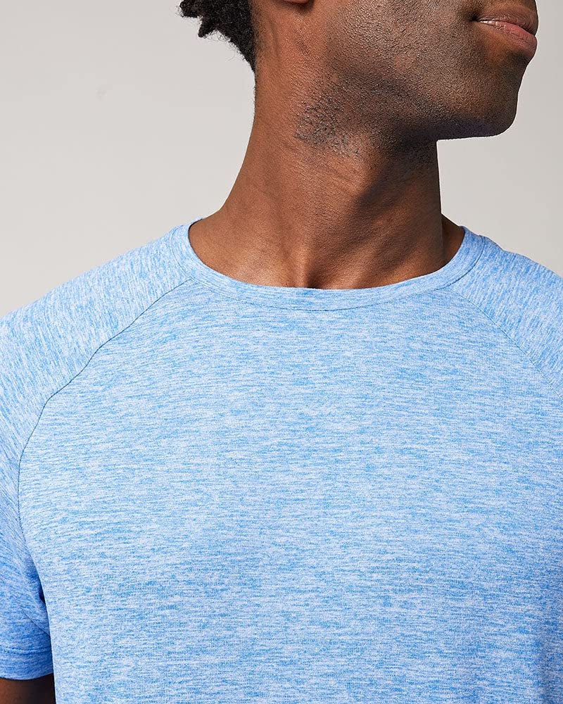 32 Degrees Cool Men’s Active T-Shirt | Raglan Short Sleeve | Quick Dry | Anti-Odor, Blue Eyes Space Dye, Medium - Image 4