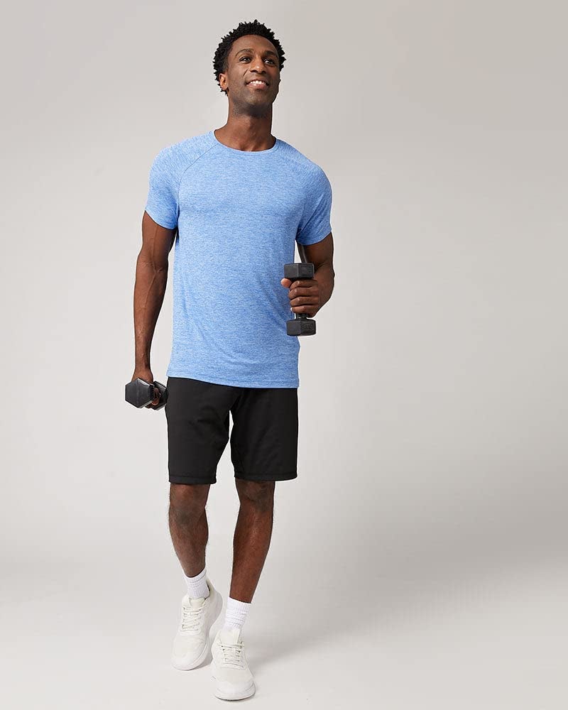 32 Degrees Cool Men’s Active T-Shirt | Raglan Short Sleeve | Quick Dry | Anti-Odor, Blue Eyes Space Dye, Medium - Image 3