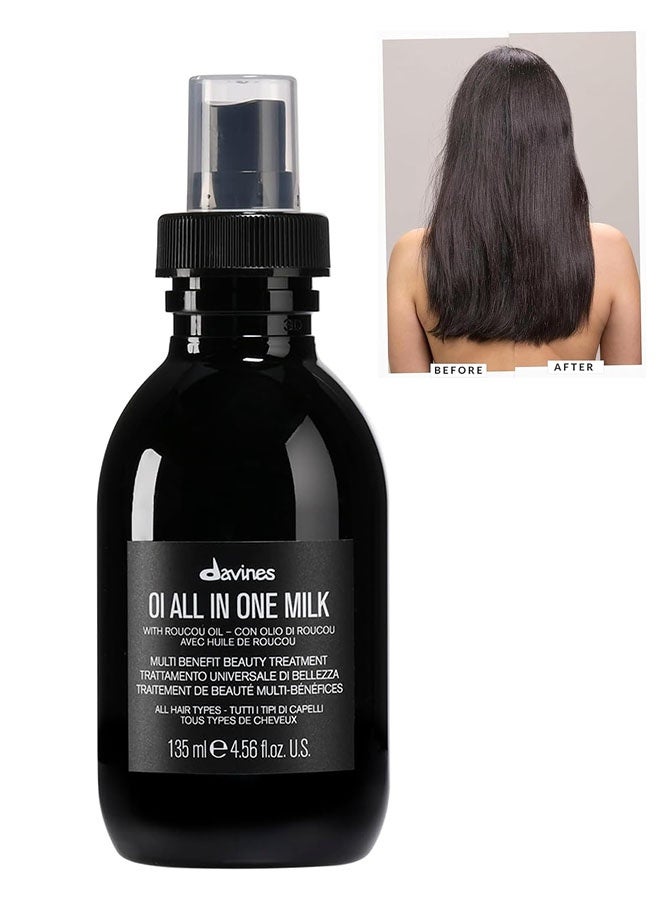 Davines OI All In One Milk 135ml, Powerful Hair Detangler, Heat Protection, Smoothes Frizzy Hair, Hair Milk Spray - Image 1