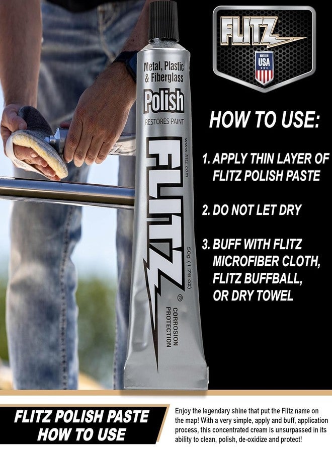 Flitz Multi-Purpose Metal Polish Paste - 1.76oz Tube of USA-Made - Works on Stainless Steel, Chrome, Aluminum, Plastic, Jewelry - Non-Abrasive Cleaner & Rust Remover (1 Pack) - Image 2