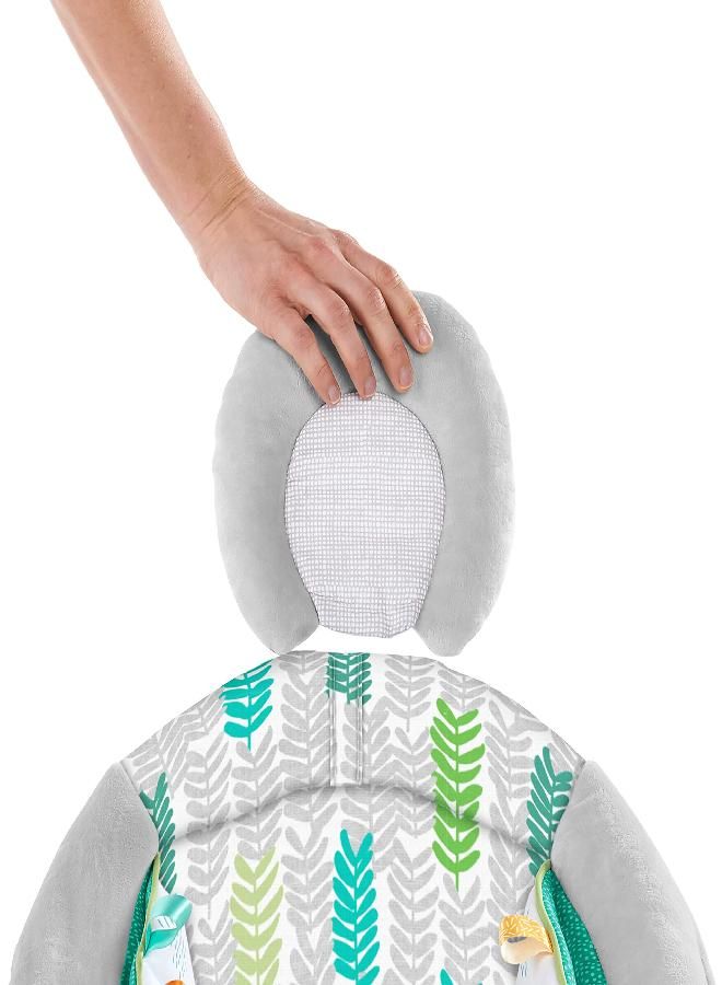 Bright Starts Bright Starts Jungle Vines Comfy Baby Bouncer and Vibrating Infant Seat with Taggies & Elephant and Sloth Plush Baby Toys - Image 3