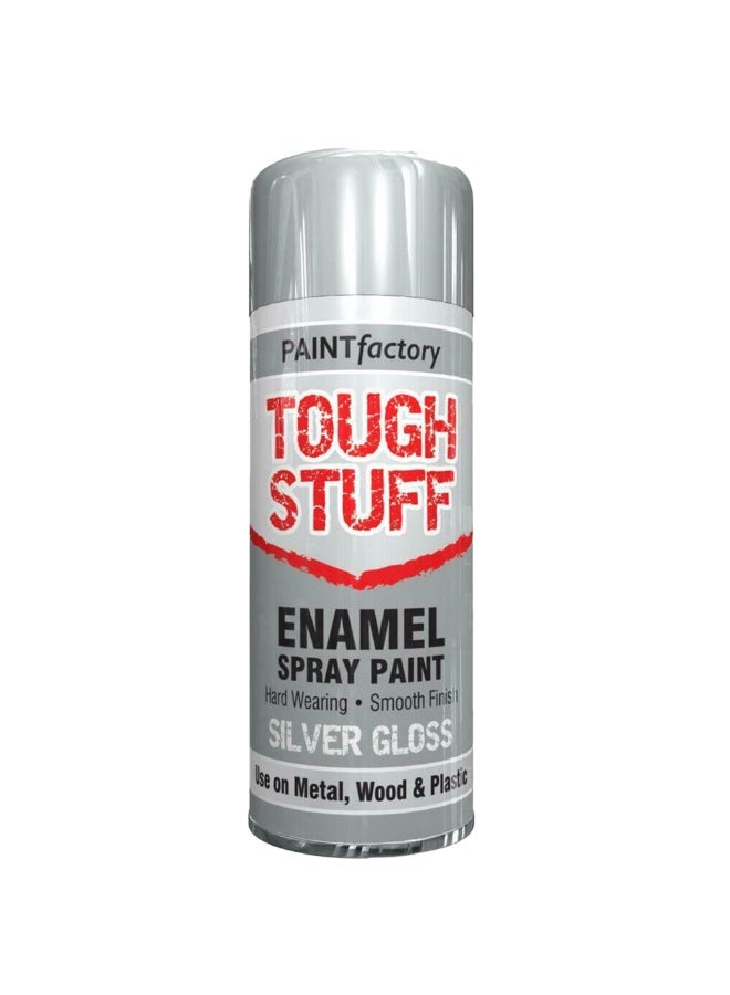 Paintfactory Paint Factory Interior and Exterior Enamel Paint Tough and Hard Wearing Silver Gloss 400ml Perfect Gloss Finish For Your Projects Use on Metal, Wood & Plastic. - Image 1