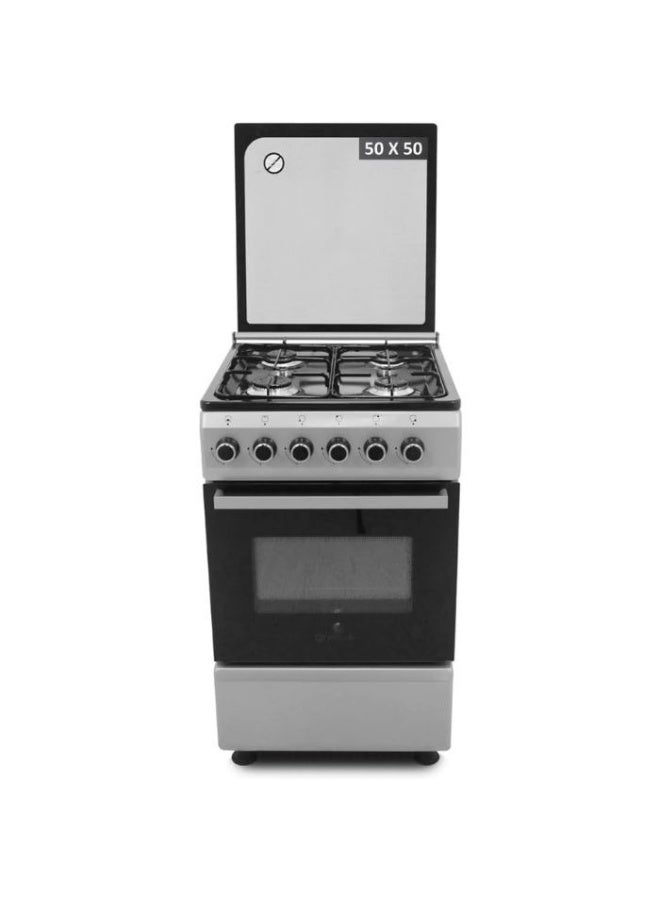 gratus 50 × 55 cm Free‑Standing Full Gas Cooker | Four Euro Burners I Manual Ignition • Gas Oven with Lamp • Glass Lid • Model GGR55FRT - Image 3