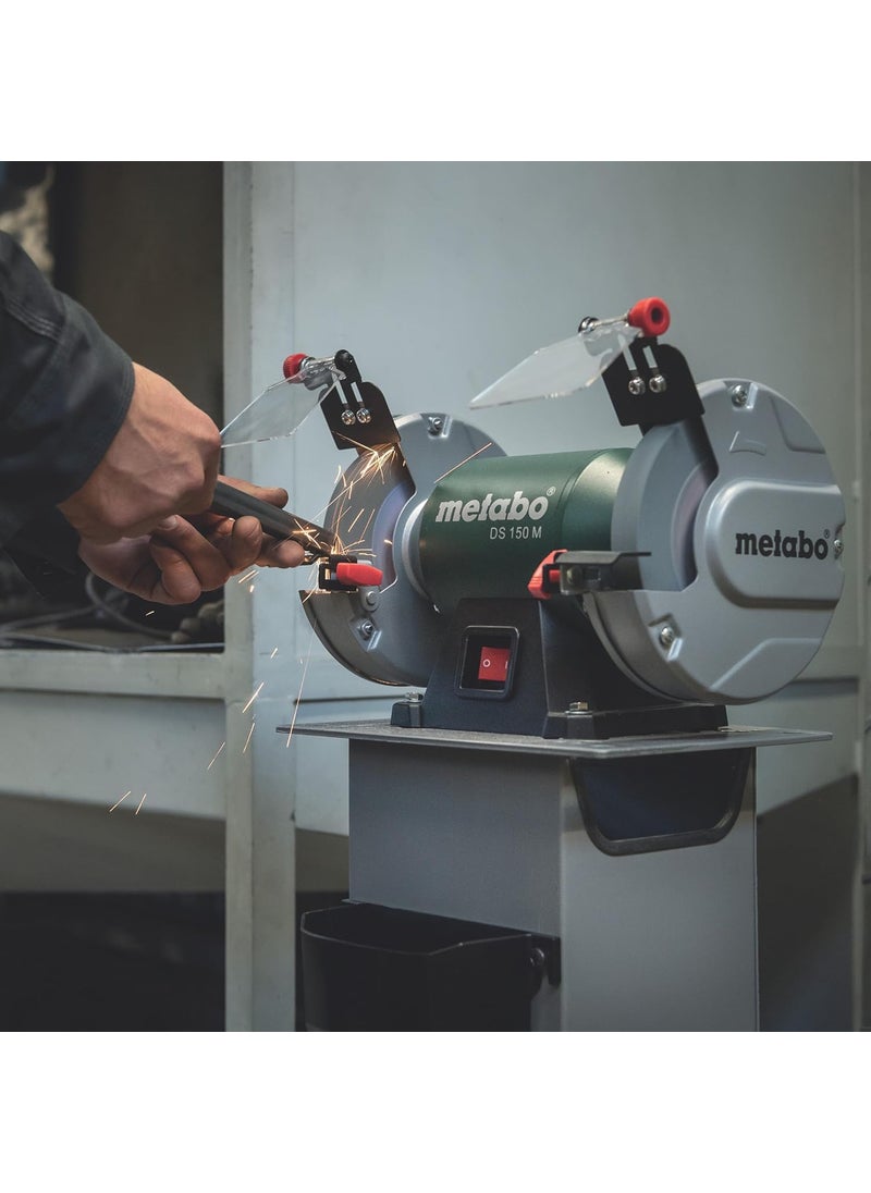Metabo Metabo 6Inch Shop Bench Grinder  370 W  34 Amp  Adjustable Eye Shield and Spark Deflectors  3Year Limited Warranty  DS 150 M Green  - Image 2