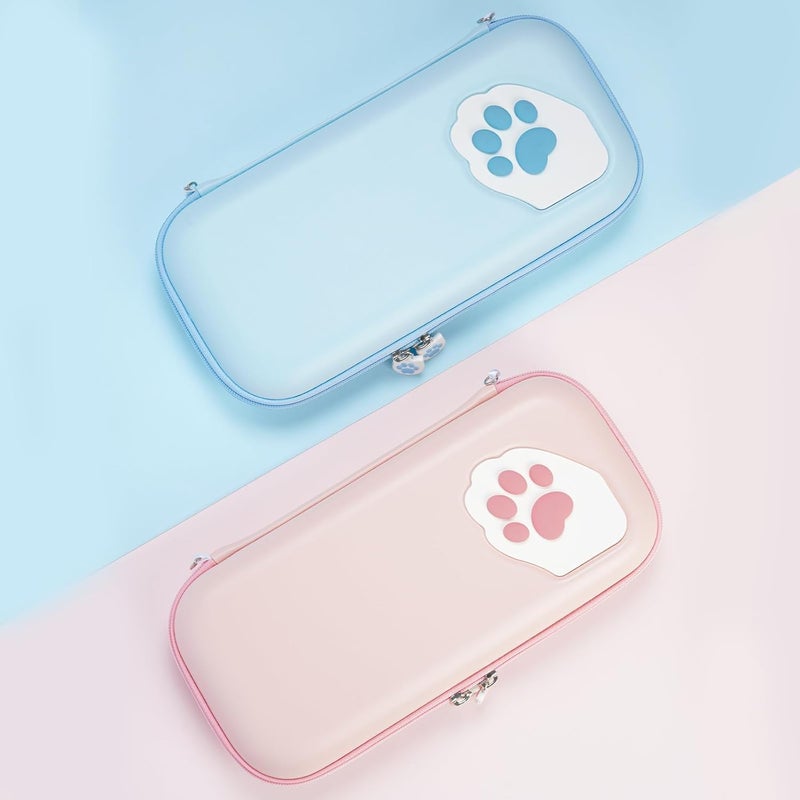 GeekShare حقيبة حمل محمولة من GeekShare متوافقة مع Switch 2 (2025)، حقيبة تخزين صلبة تحتوي على 12 فتحة لبطاقات الألعاب، حقيبة سفر بتصميم مخالب القط لوحدة Switch 2 والإكسسوارات (اللون الوردي) - Image 5
