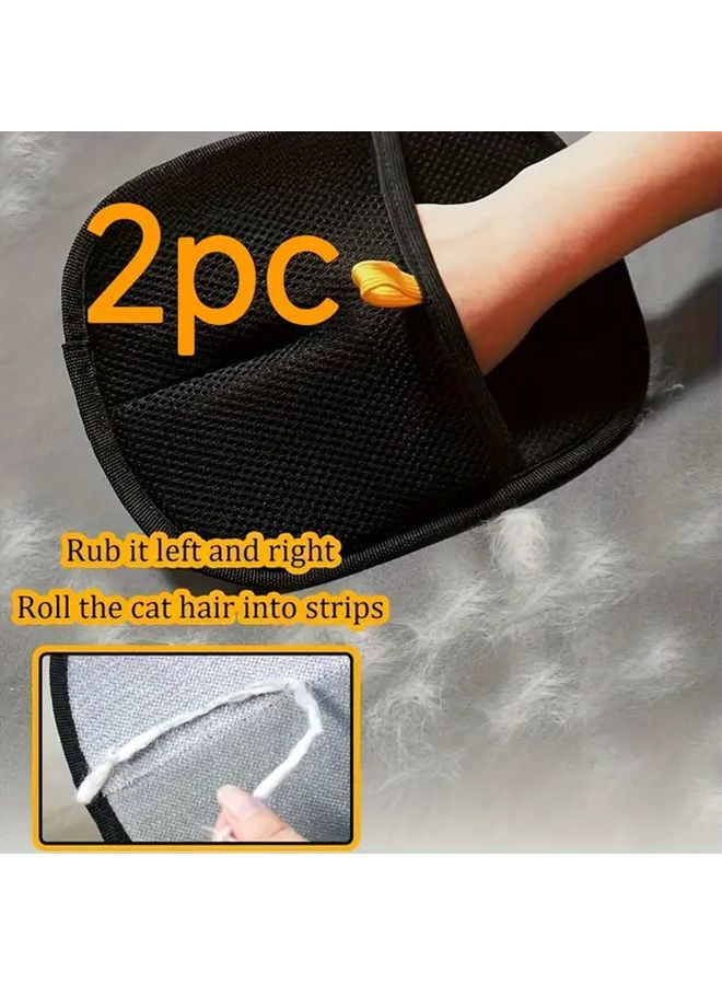 2pcs Static Lint Remover Gloves with Sticky Adhesive Dual Sided Brush for Pet Hair Removal - Image 2