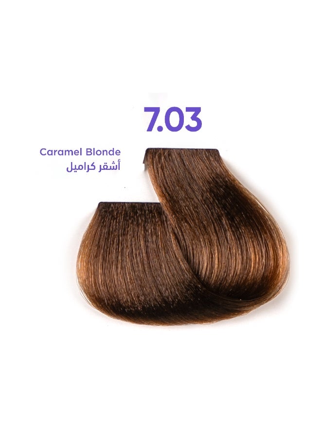 1B Hair Color Cream #7.03 Caramel Blonde – Permanent Natural Warm Blonde Hair Dye with Tress Tones Tyrosine Complex | 100ml | Beige-Golden Pigment | Long-Lasting Radiant Color for Medium Blonde Hair - Image 1