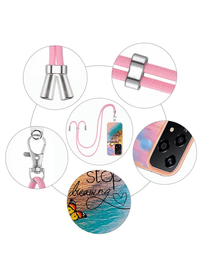 The Bros Phone Case For Honor 200 Lite Global Electroplating Pattern IMD TPU Shockproof Phone Case with Neck Lanyard - Image 5