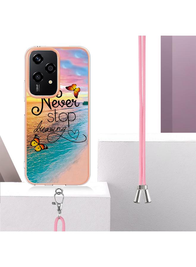 The Bros Phone Case For Honor 200 Lite Global Electroplating Pattern IMD TPU Shockproof Phone Case with Neck Lanyard - Image 3