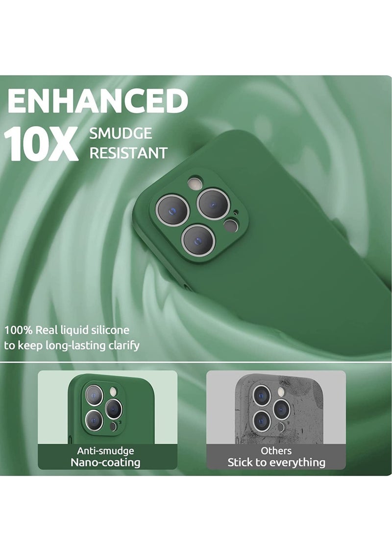 ELTRAZONE Liquid Silicone Case for iPhone 14 Pro Max with Screen Protector [Camera Protection] [Microfiber Lining] Slim Shockproof Protective Phone Cover, 6.7 Inch, Clover Green - Image 4